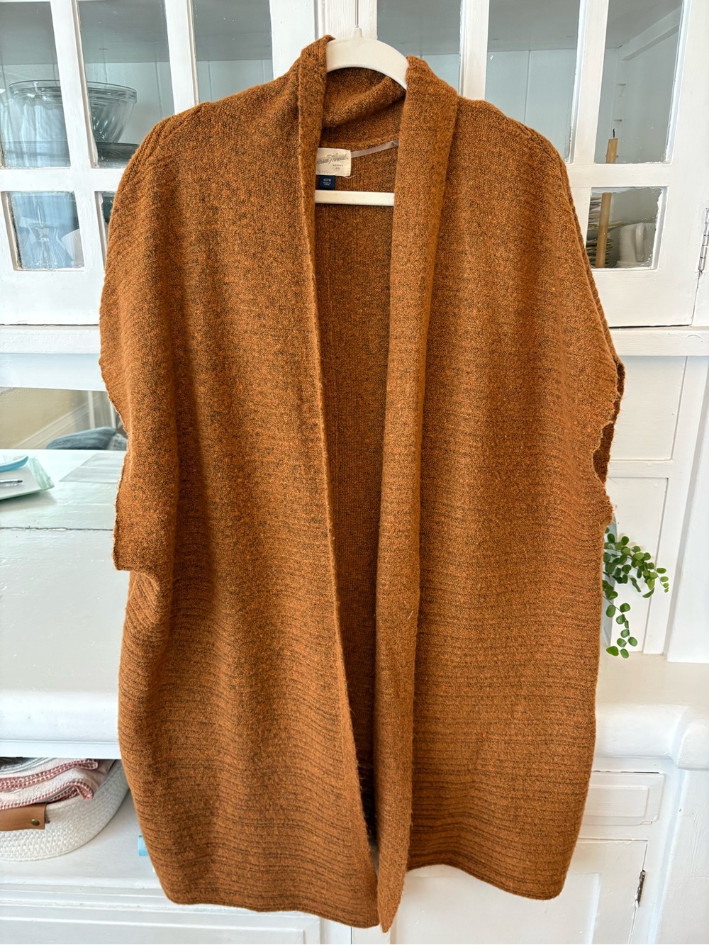 Universal Thread Rust Orange Open-Front Knit Poncho